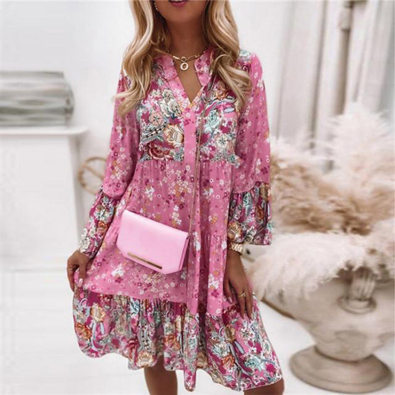 Lune London Women's Bohemian Floral Tiered Dress
