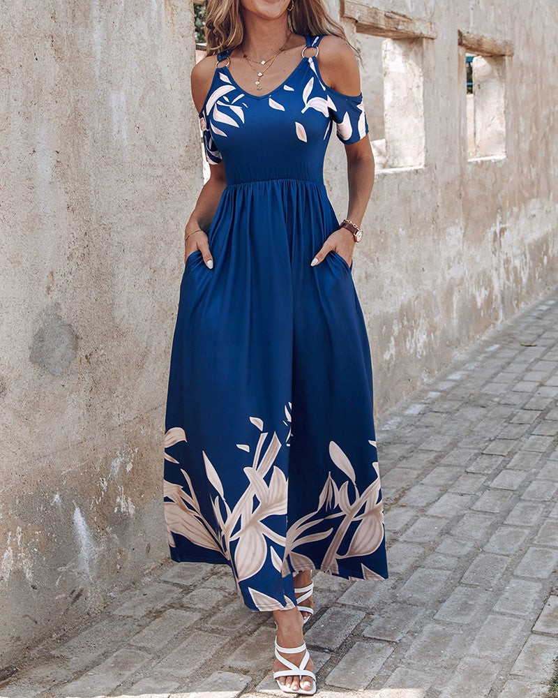 Chic and Stylish Off-Shoulder Maxi Flower Dress