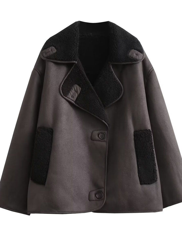 Oversized cotton jacket for women with padded collar Lune London