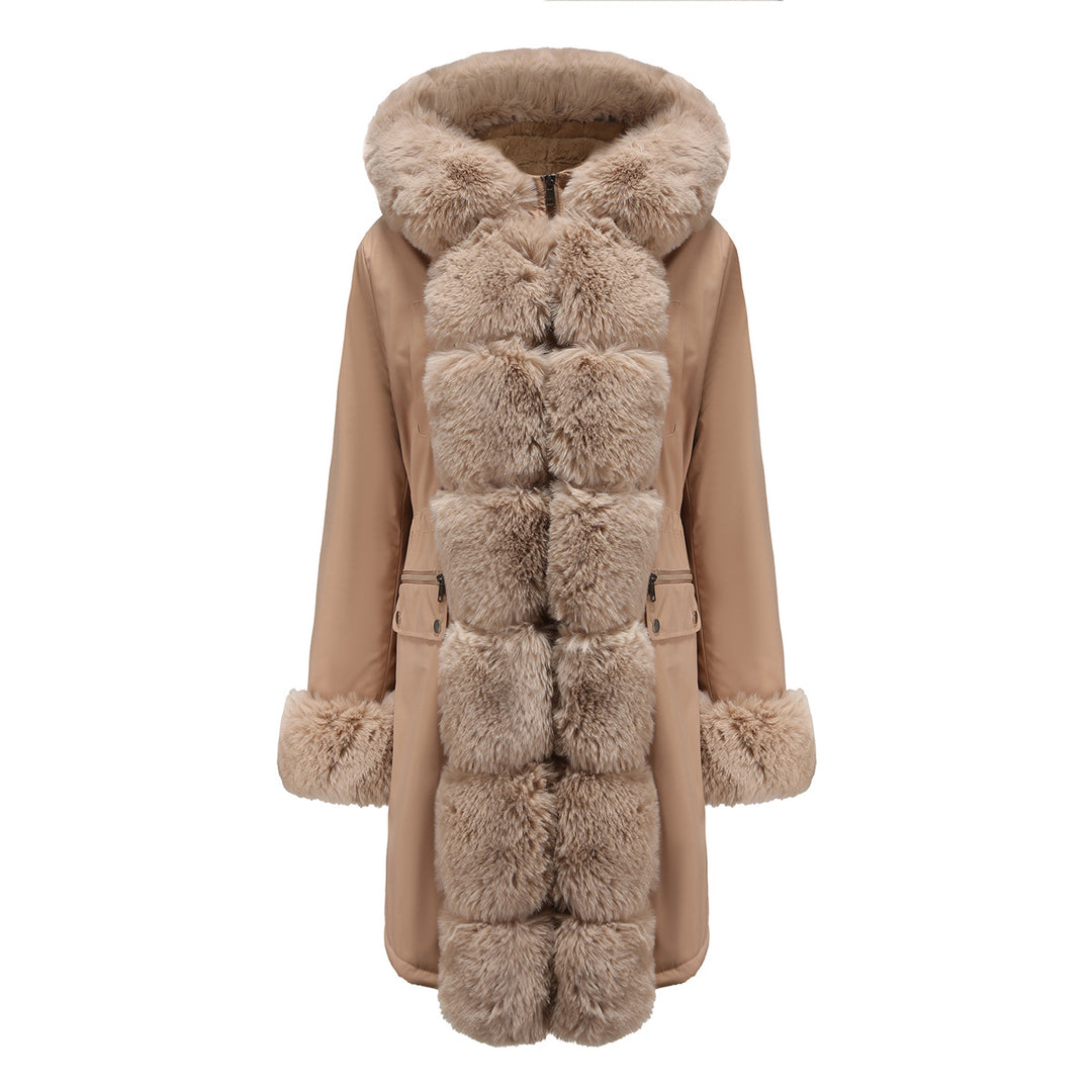 Elegant women's park jacket with luxurious faux fur trim Lune London