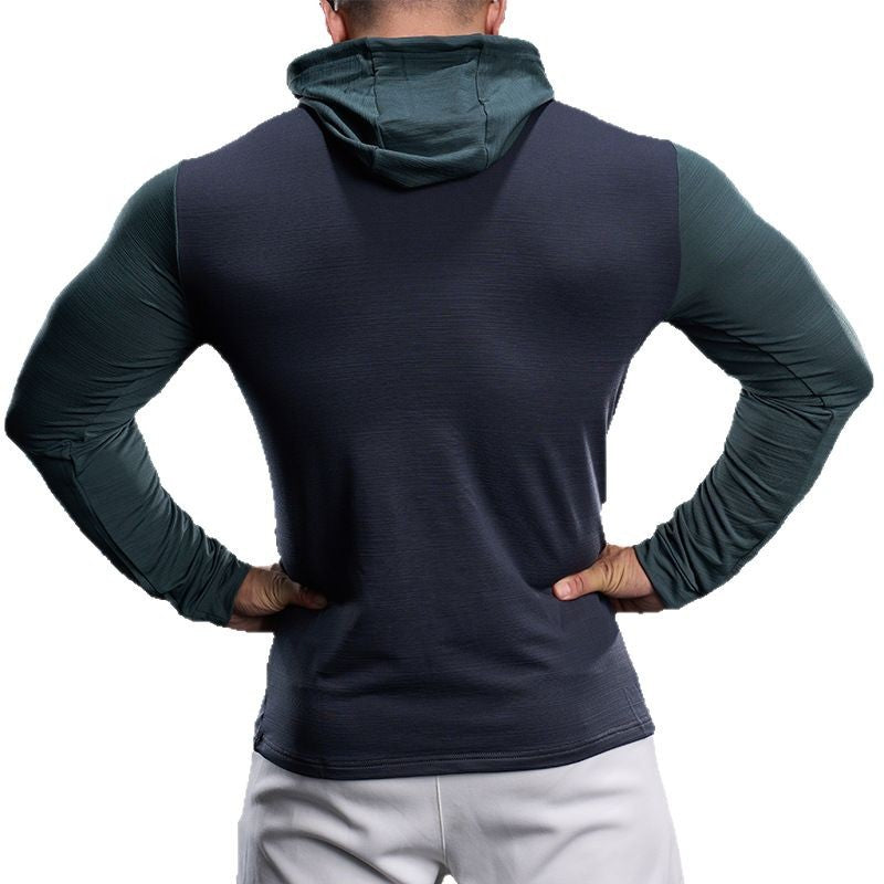 Men's functional long-sleeve breathable t-shirt with hood Lune London