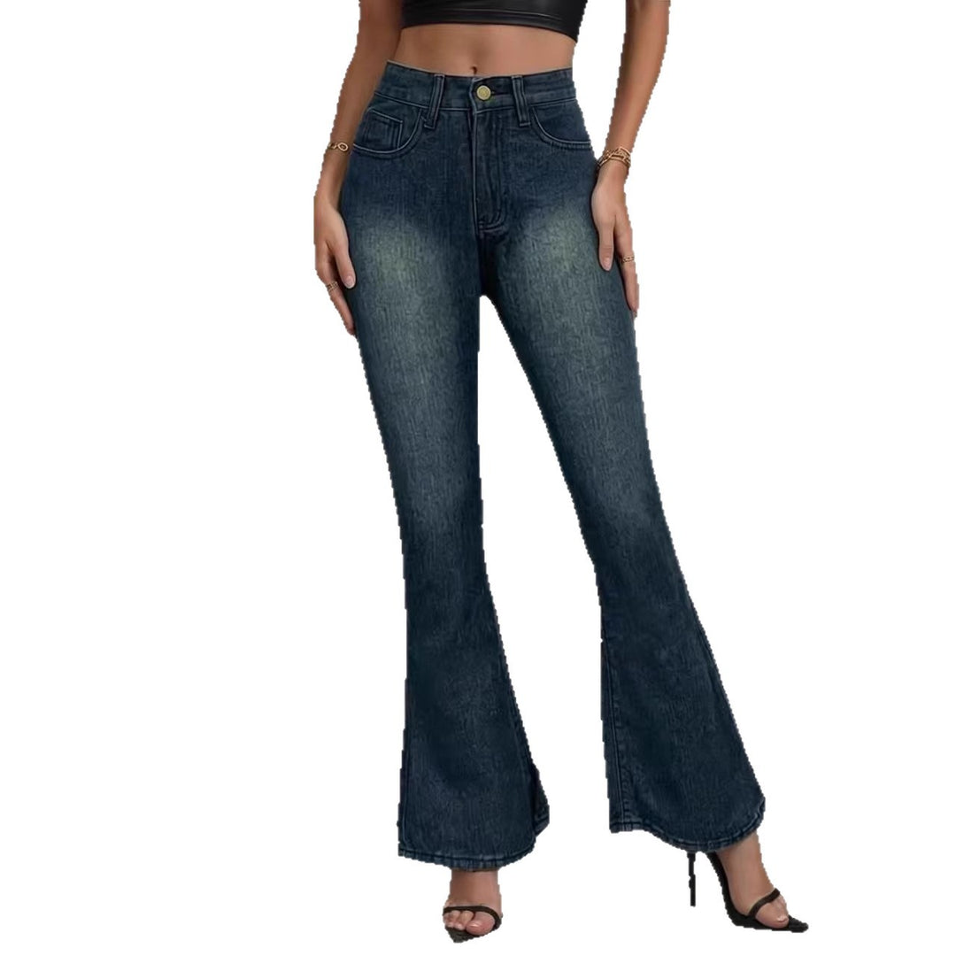 Women's Flared Jeans with High Waist and Unique Texture Design Lune London