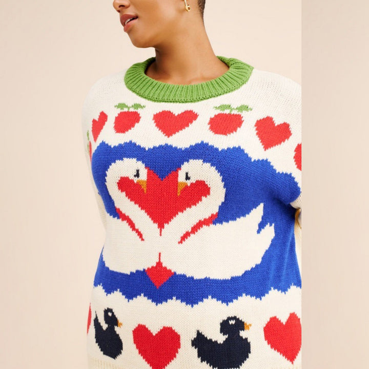 Knitted sweater for women with animal print and colorful accents Lune London