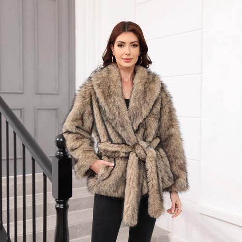 Ladies Cozy and Elegant Faux Fur Jacket Lune London