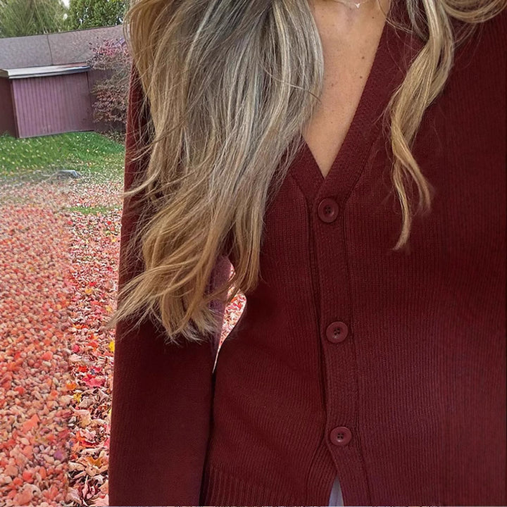 Ladies Cardigan and trendy knitwear with wide sleeves and an elegant button placket Lune London