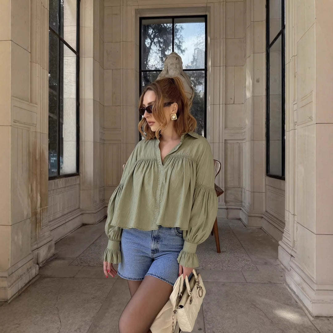 Women elegant blouse with ruffle details Lune London