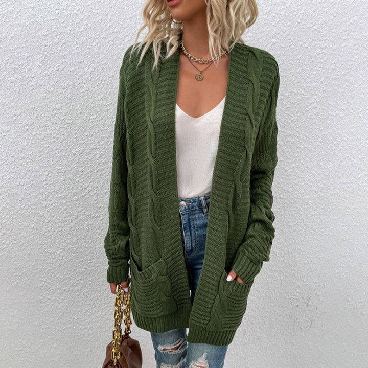 Ladies Chunky Knit Cardigan with casual design and practical pockets Lune London