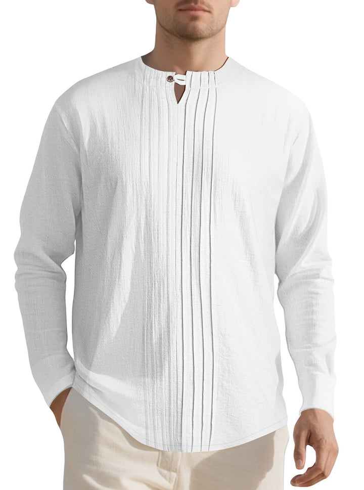 Elegant long-sleeve shirt for men with textured design and trendy high collar Lune London
