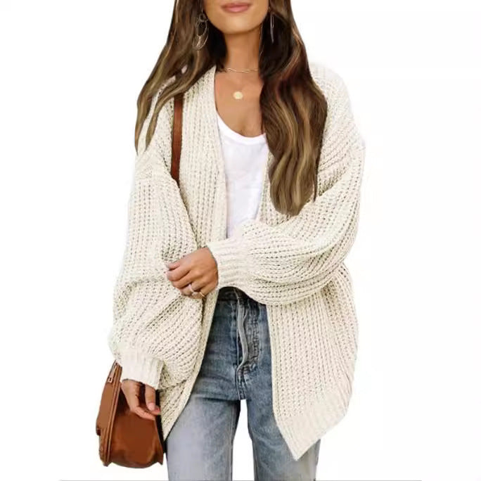 Chunky knit women's jacket with dropped shoulders and relaxed fit Lune London