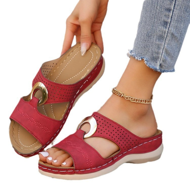 Women Sabot with perforations and decorative buckle Lune London