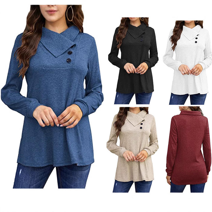 Woman Casual top with asymmetric collar and button detail Lune London