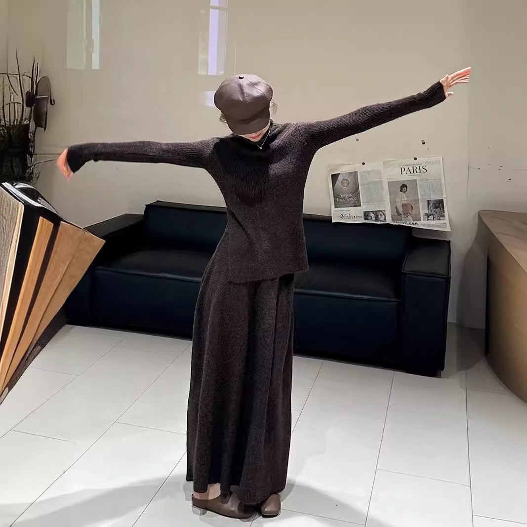 Robe en tricot pour femme avec un design à côtes luxueux et coupe longue Chic & Stil