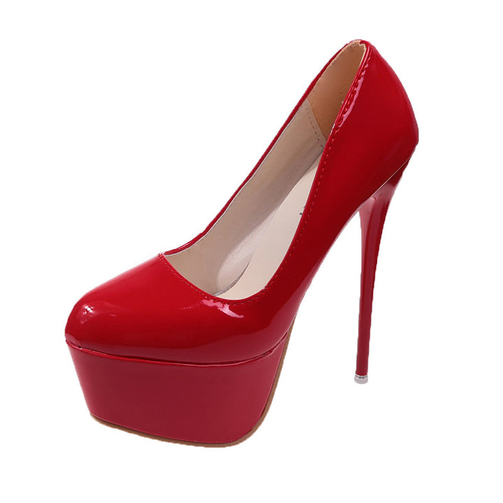 Wedge pumps for women in shiny material and high stiletto heel Lune London
