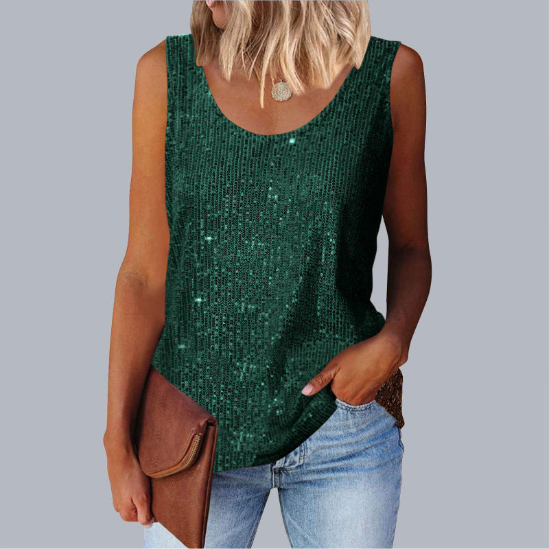 Ladies shimmering top with glistening fabric and figure-friendly cut Lune London