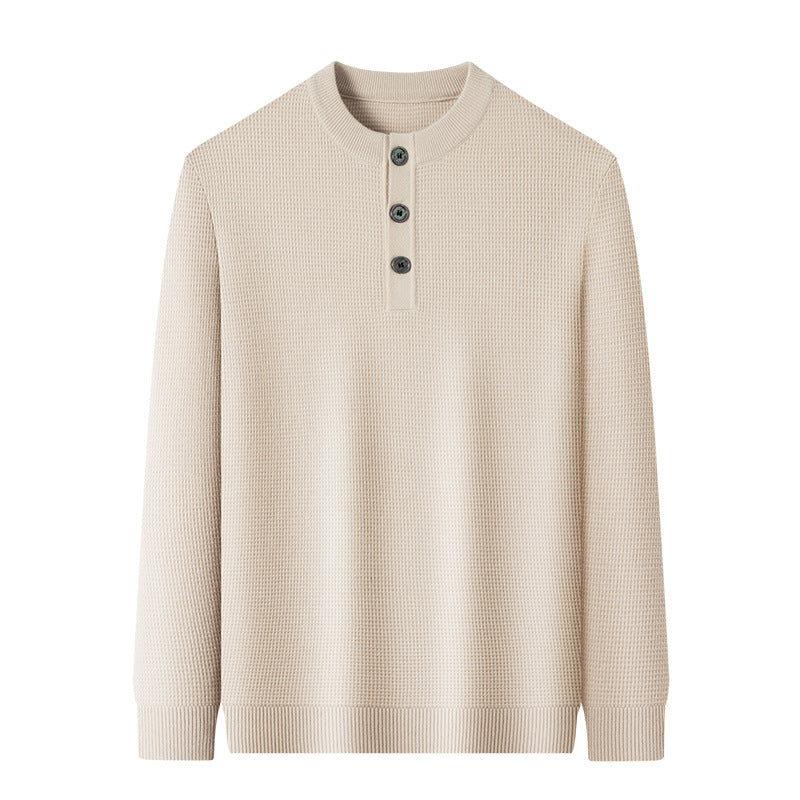 Warm knitted sweater for men with button placket Lune London