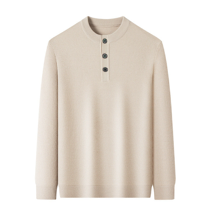 Warm knitted sweater for men with button placket Lune London