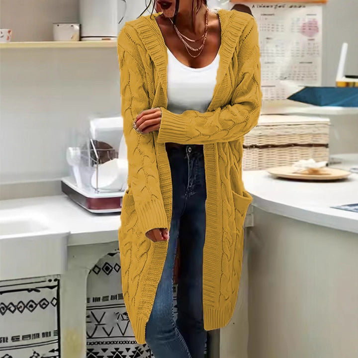 Chunky knit cardigan for women with practical pockets and elegant twisted details Lune London