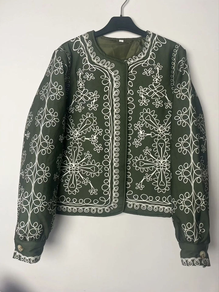 Embroidered women's jacket with a floral design and a modern cut Lune London