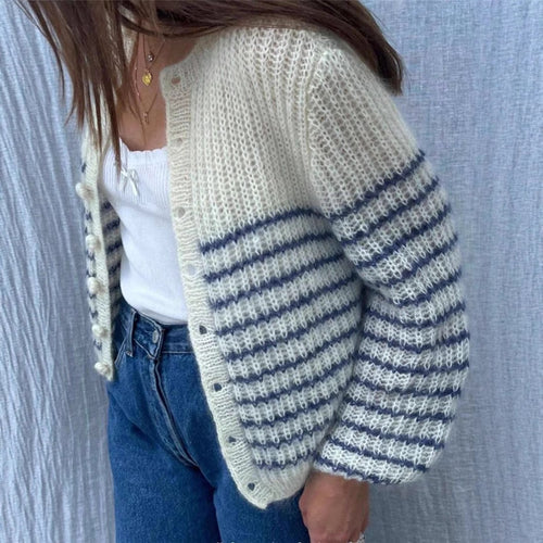 Ladies' striped knit jacket with modern pattern and relaxed fit Lune London