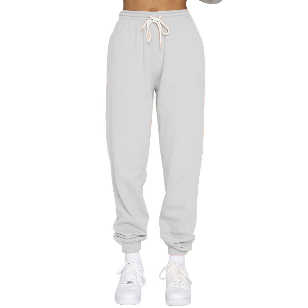 Sporty high-waisted jogger pants for women with drawstring Lune London
