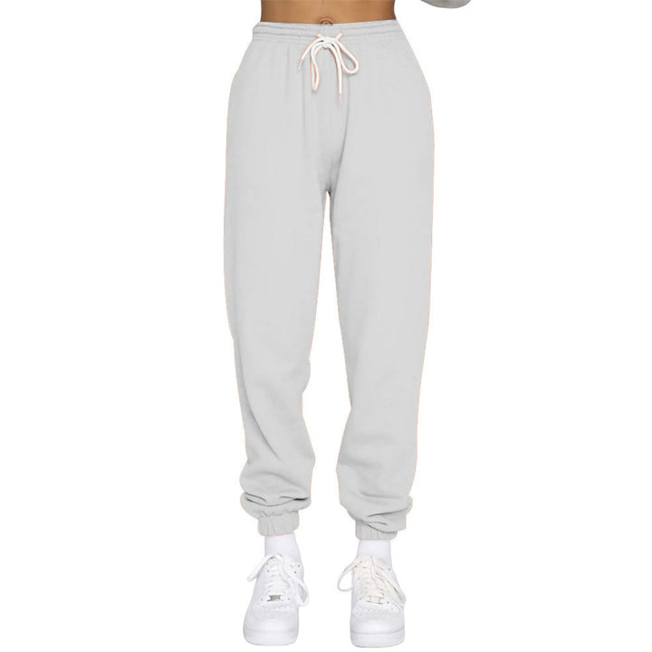 Sporty high-waisted jogger pants for women with drawstring Lune London