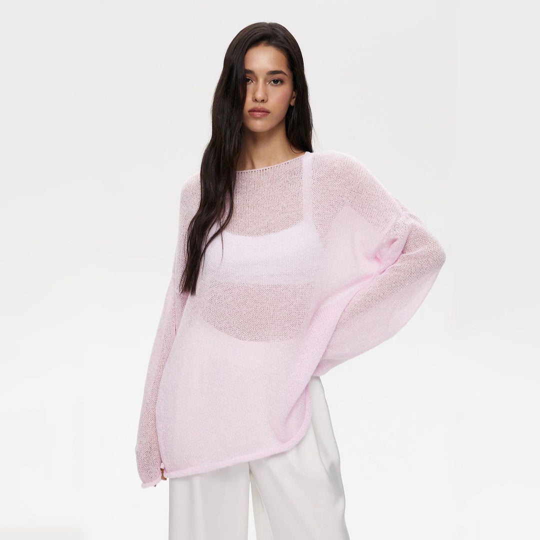 Lightweight knitted jumper for women with sheer effect Lune London