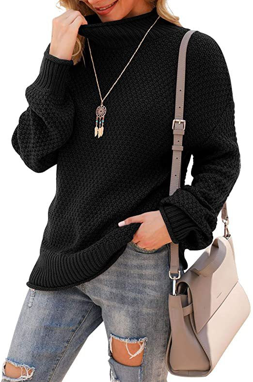Women's sweater with high collar and structured knit pattern Lune London