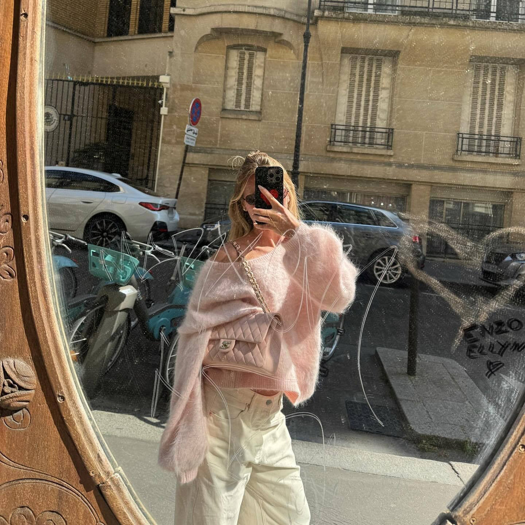 Women's Soft Mohair Blend Sweater with Oversized Sleeves Lune London
