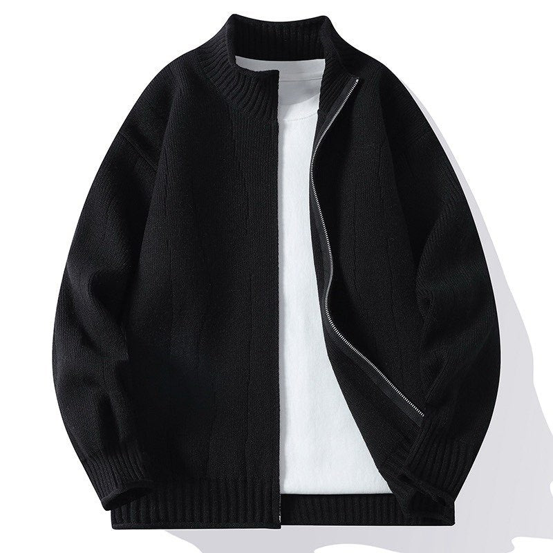 Fashion knit jacket for men with stand-up collar and zipper Lune London