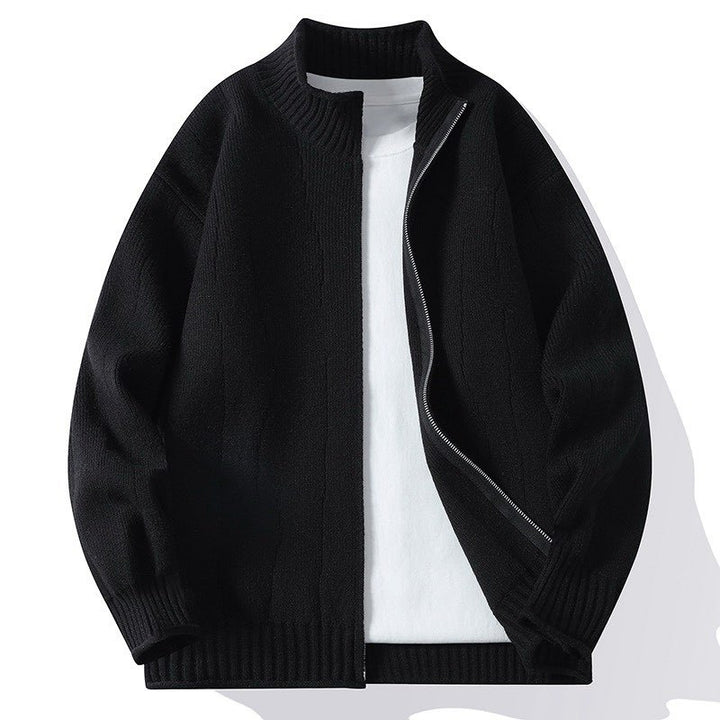 Fashion knit jacket for men with stand-up collar and zipper Lune London