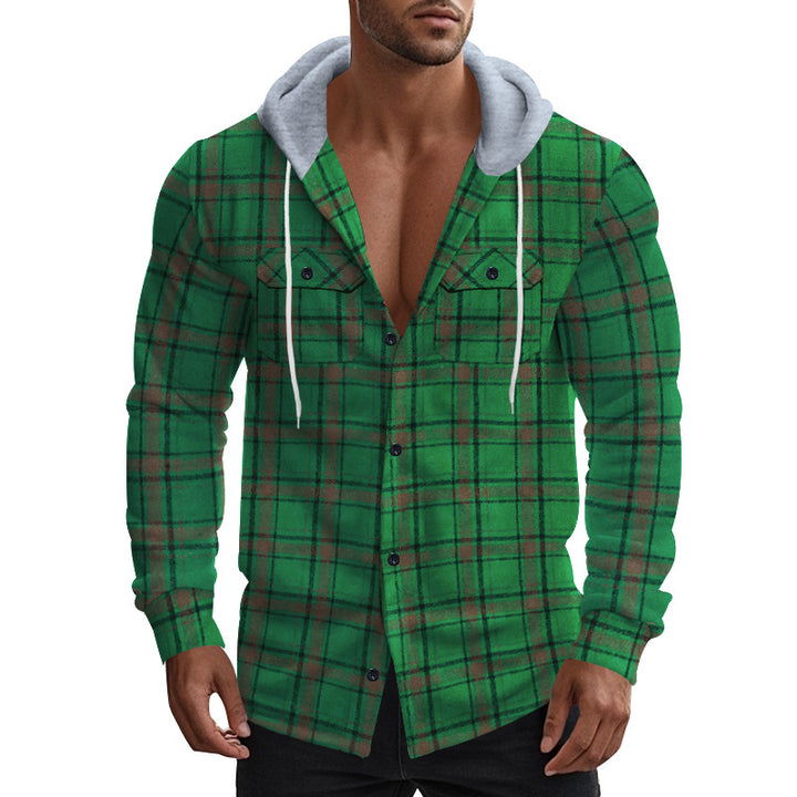 Shirt for men with hood and plaid pattern Lune London