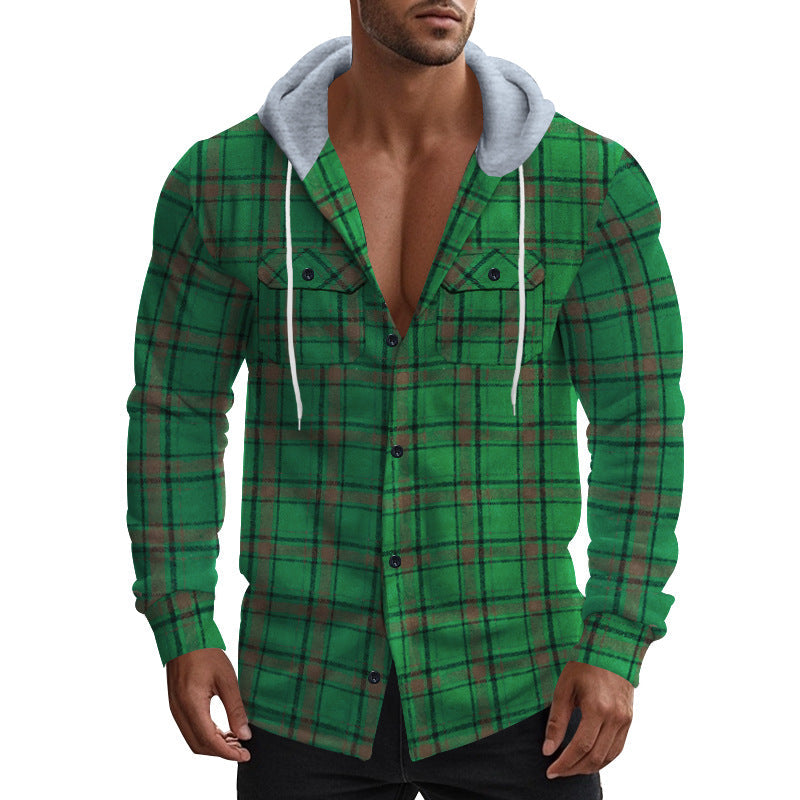 Men's Shirt with Hood and Check Pattern Chic und Stil