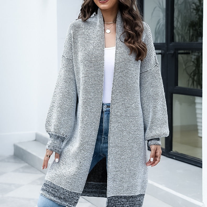Ladies Long Knit Cardigan with trendy design and wide sleeves Lune London