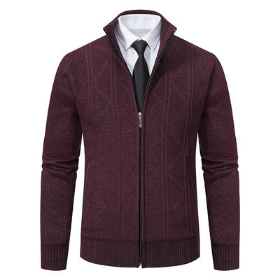 Elegant knitted jacket for men with high collar and zipper Lune London