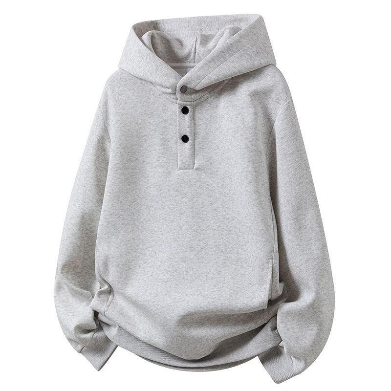 Men's hoodie sweatshirt with button placket and kangaroo pocket Lune London