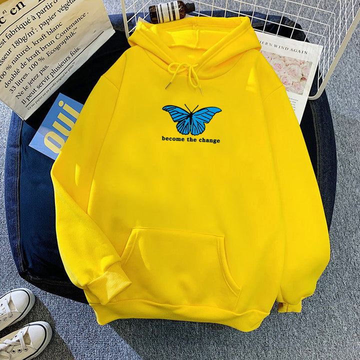 Women's hoodie with modern butterfly motif and inspiring inscription Chic & Stil