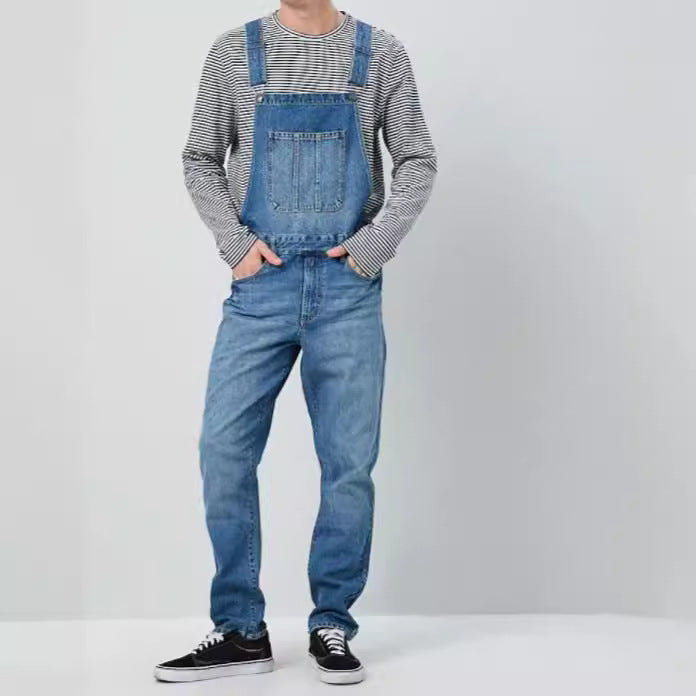Men's Denim Overalls In Vintage Style with Adjustable Straps and Practical Pockets Lune London