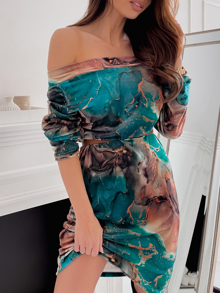 Lune London off-shoulder leopard print mini dress for women