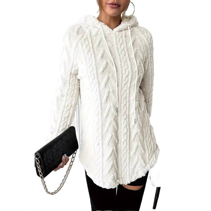 Ladies Fleece Hoodie with structured twisted pattern Moon London