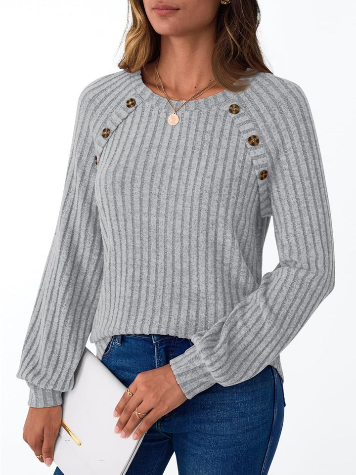 Knitted sweater for women with button details and structured design Lune London