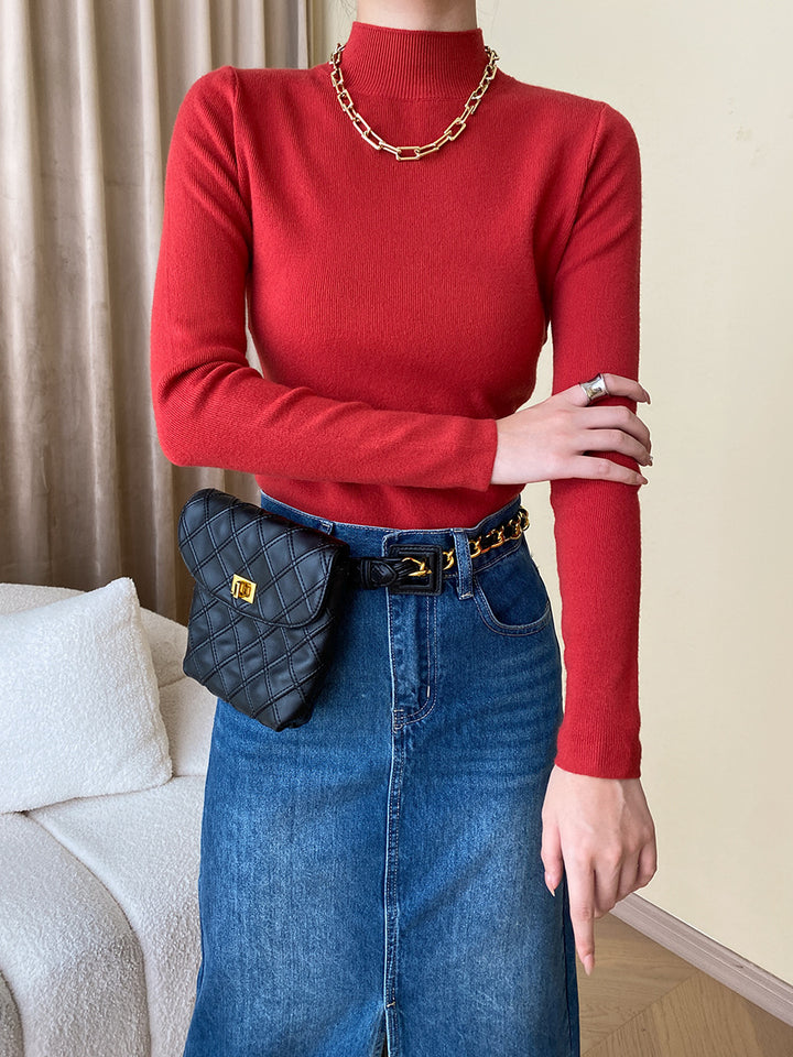 Ladies fitted turtleneck top made of fine ribbed knit Chic & Stil