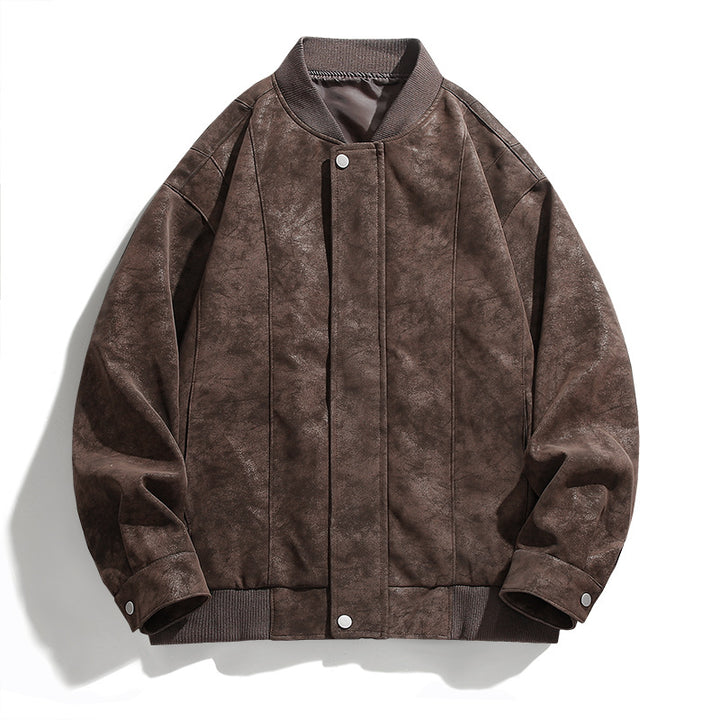 Suede bomber jacket for men with sporty elements Lune London