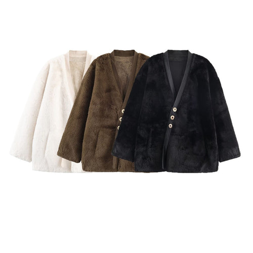 Soft flannel jacket for women with button closure and side pockets Lune London