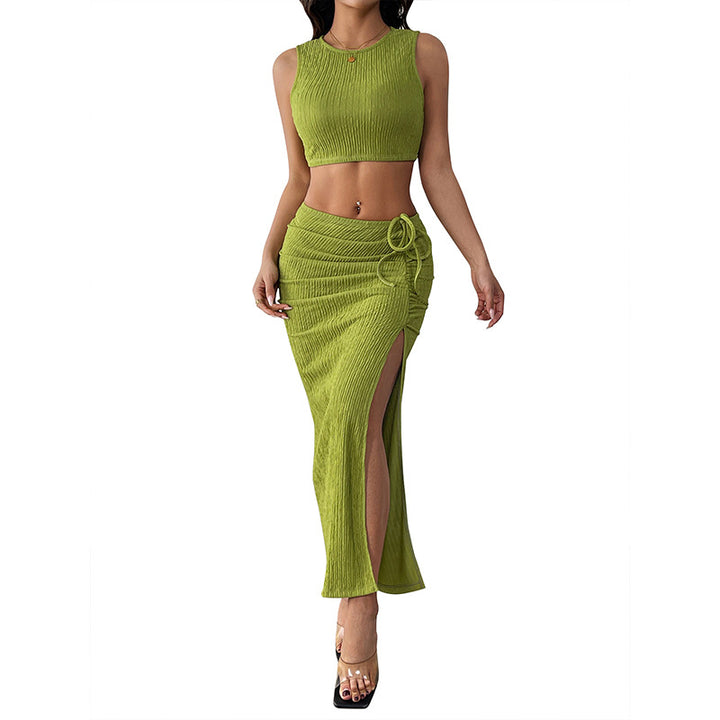 Ensemble haut et jupe pour femmes avec fente latérale et cordon de taille à la mode Chic & Stil