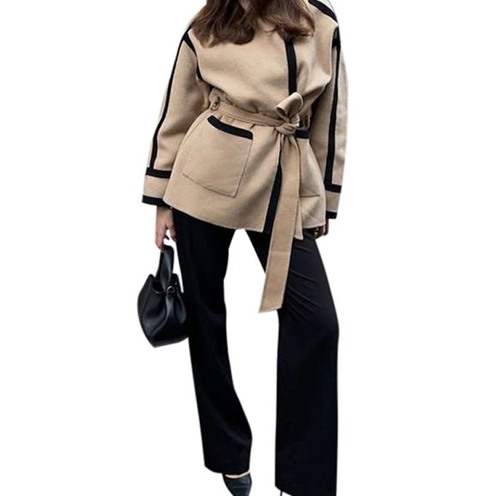 Ladies Oversized Fashion Jacket with Textured Details and Contrasting Stitching Lune London
