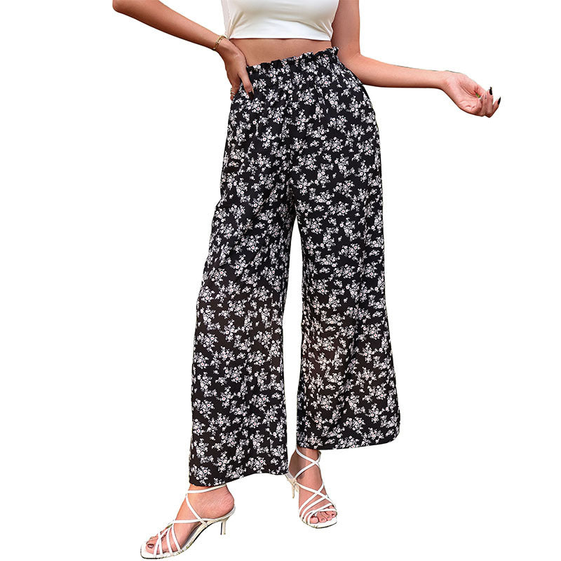 Lune London Wide Leg Floral Print Pants for Women
