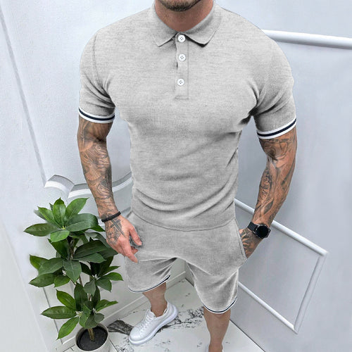 Men's Short Sleeve Sports Set with High-Quality Contrast Stripes and an Elastic Waist Lune London