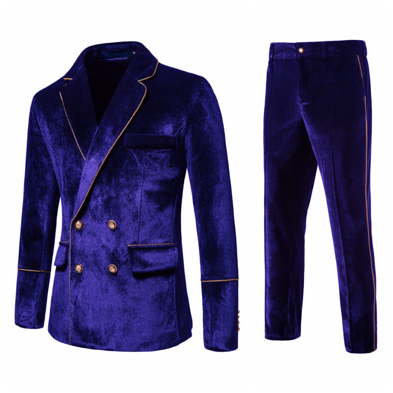 Velvet suit for men with gold details and classic lapels Lune London