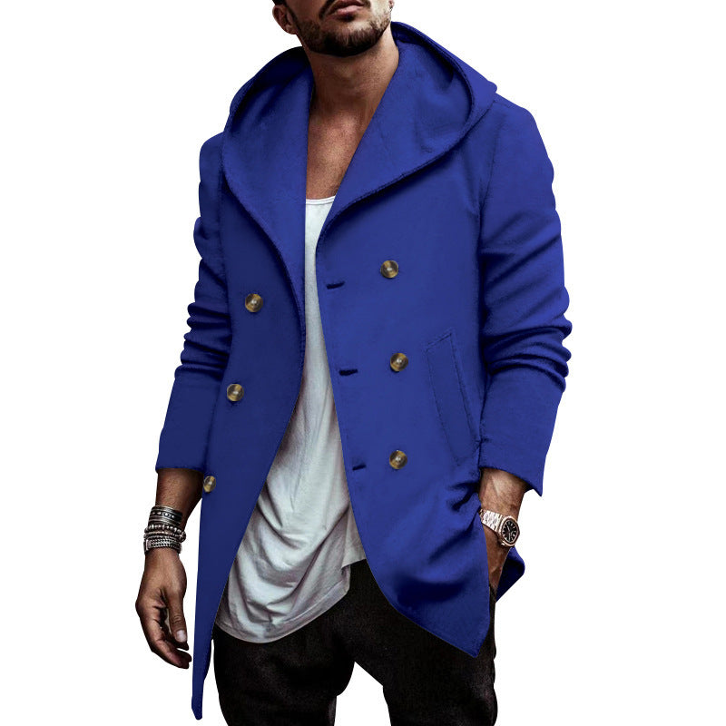 Fashionable men's hooded coat with double-breasted buttons and high-quality details Lune London
