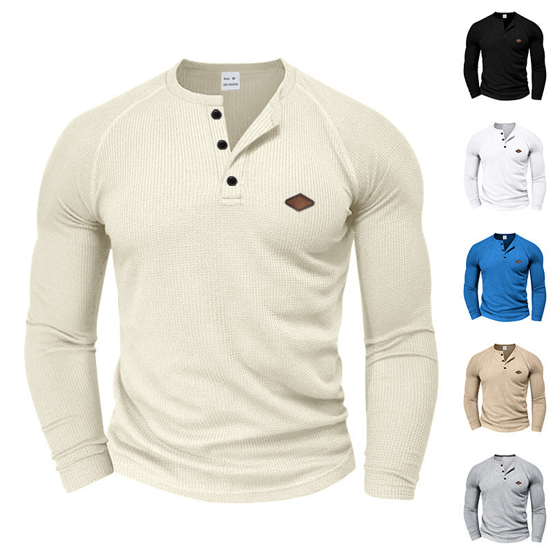 Long sleeve shirt for men in textured fabric with practical buttons Lune London